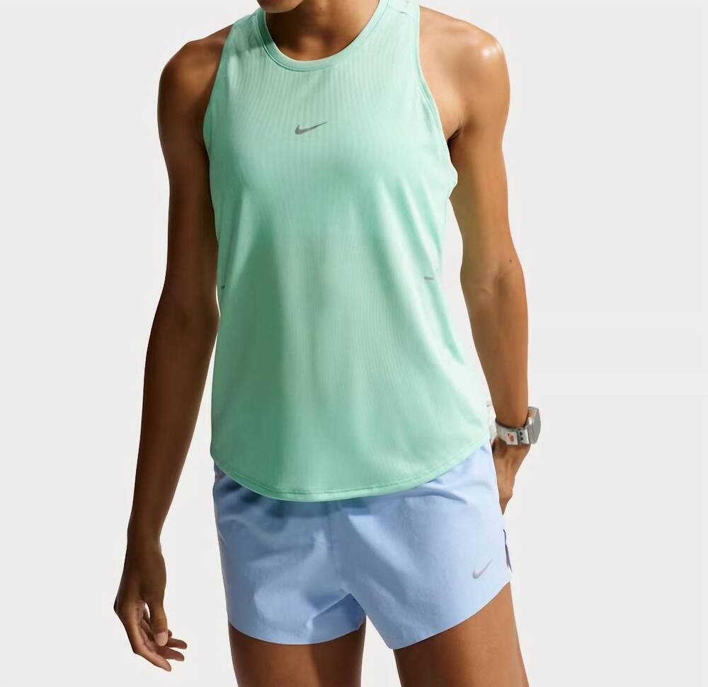 NEW NIKE swift aero fit running tank top in illusion green/aluminum/reflective s